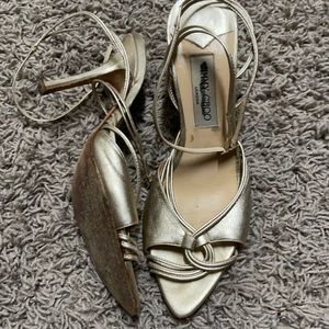 Gold strappy jimmy Choo shoe